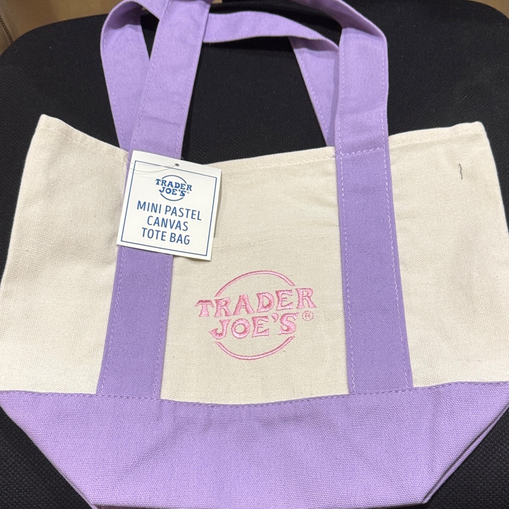 Purple and Cream Canvas Tote Bag